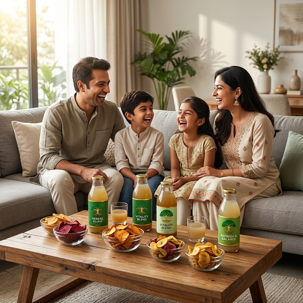 Healthy family snacking